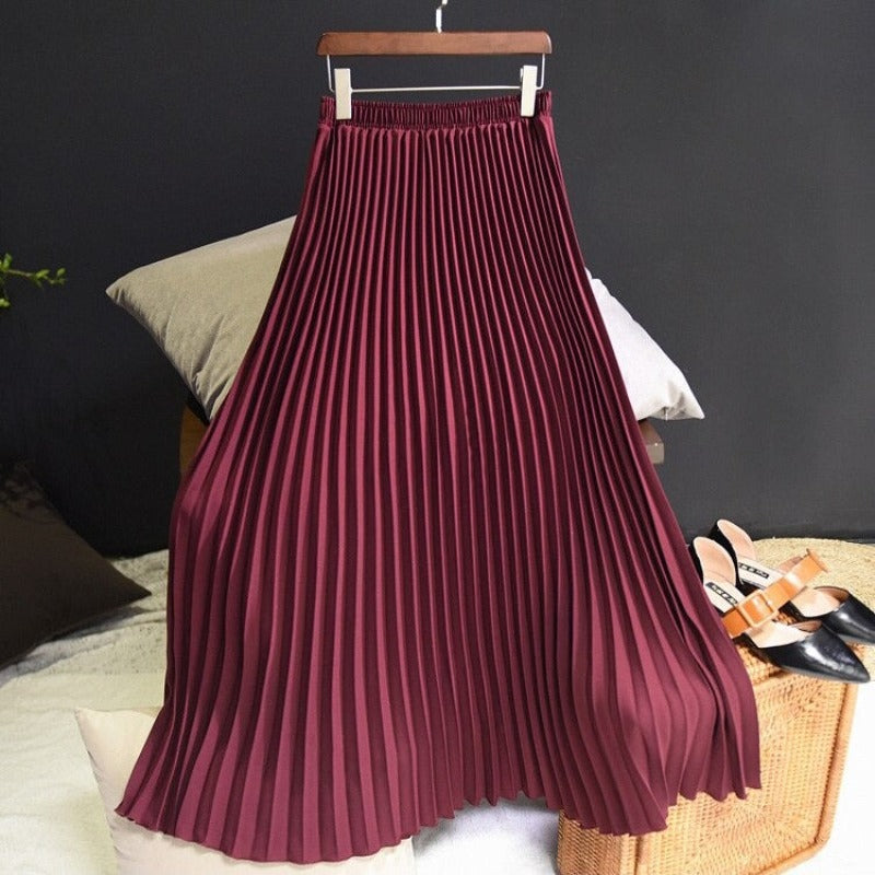 Summer Vintage Women's Long Pleated Skirt-Legletic