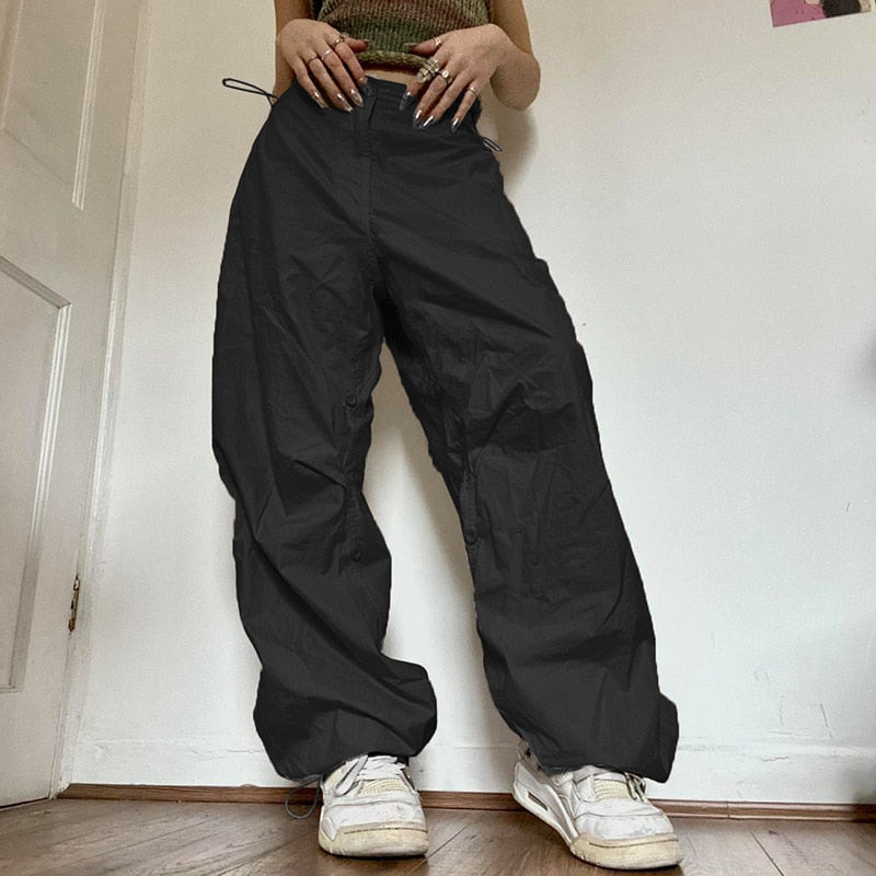 Women Solid Joggers Baggy Trouser Pants-Legletic