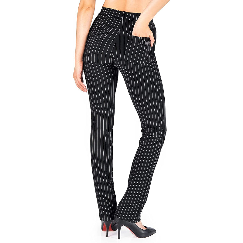 Belt Loops, Women's Petite/Regular/Tall Straight Leg Yoga Dress Pants-Legletic
