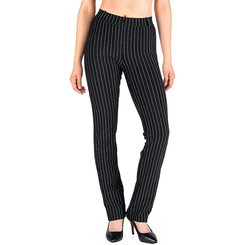 Belt Loops, Women's Petite/Regular/Tall Straight Leg Yoga Dress Pants-Legletic
