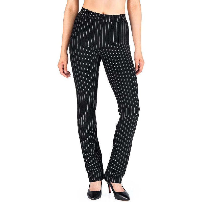 Belt Loops, Women's Petite/Regular/Tall Straight Leg Yoga Dress Pants-Legletic