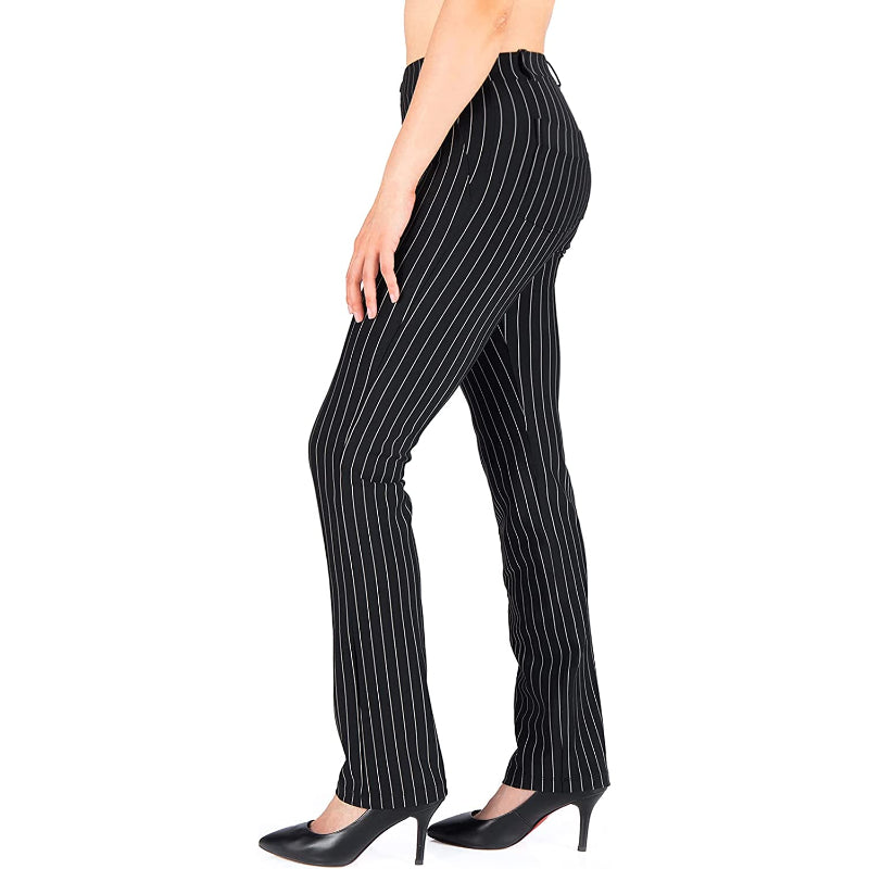 Belt Loops, Women's Petite/Regular/Tall Straight Leg Yoga Dress Pants-Legletic