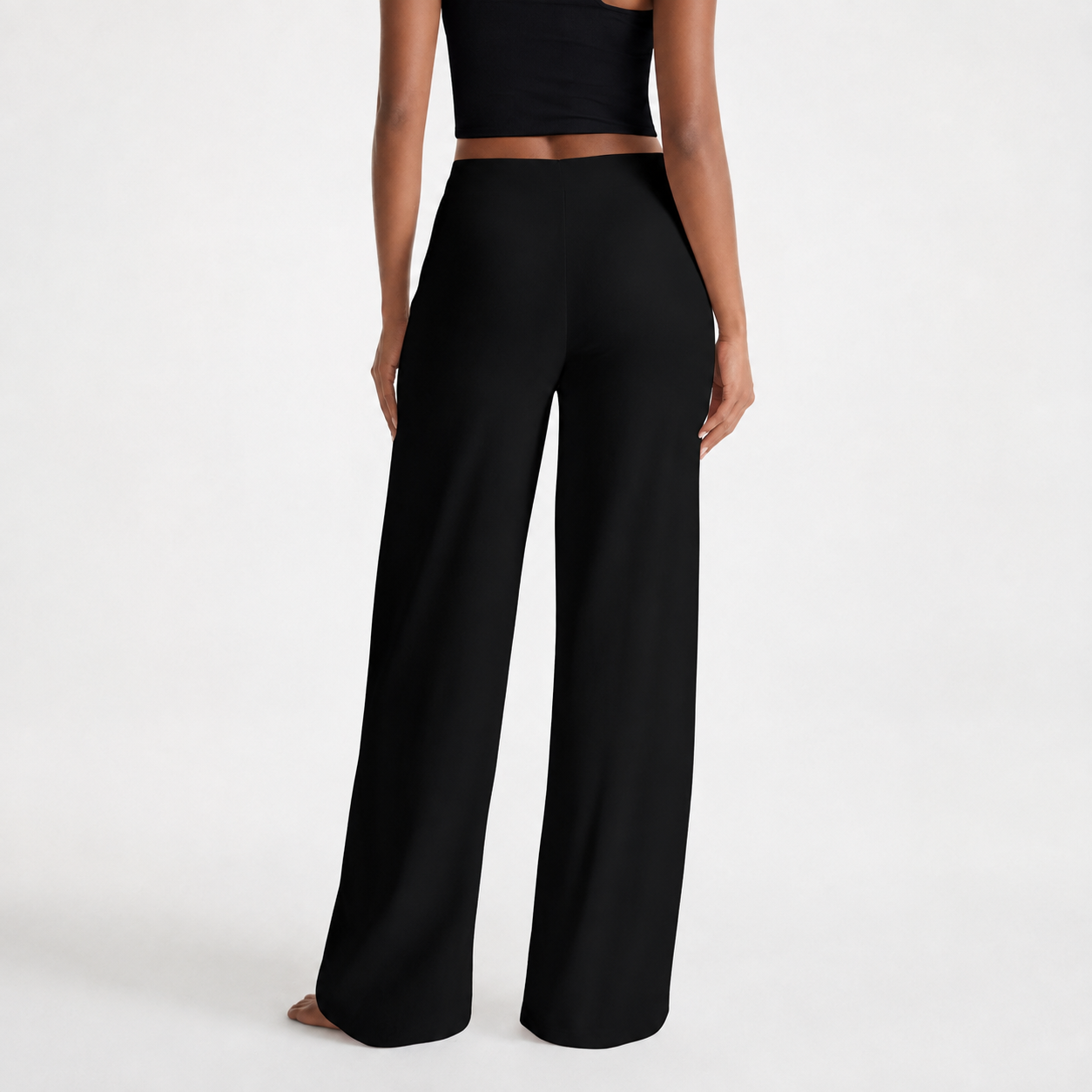 High Rise Stretch Straight Cut Pants For Casual Office Wear For Women