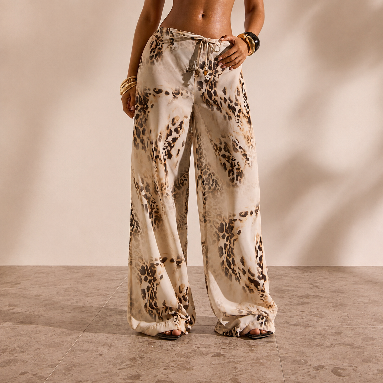 Solid Cover Up Pants With Tie For Women