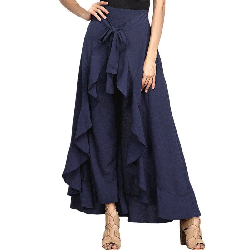 Elegant High Waist Causal Ruffle Drawstring Trouser-Legletic
