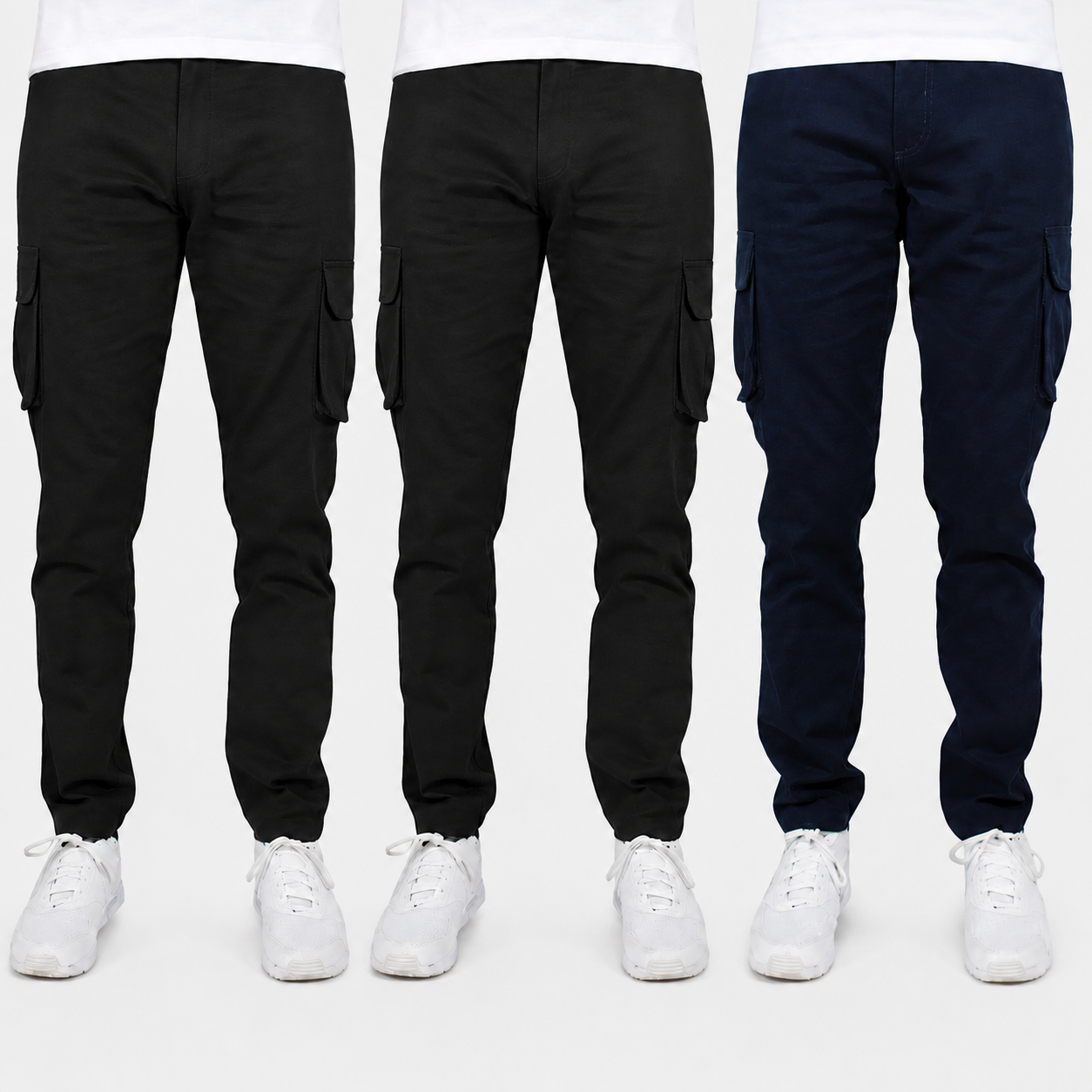 Pack of 3 Flex Stretch Multi Pocket Cargo Pants for Men