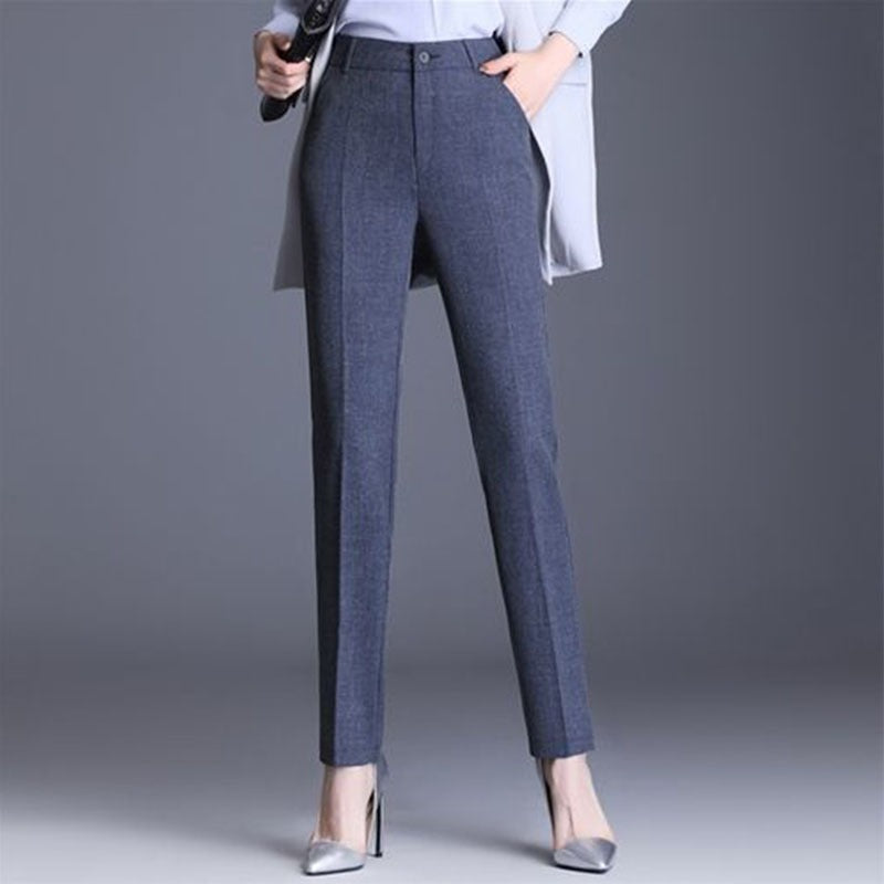 Casual Straight Fit High Waist Female Pants-Legletic