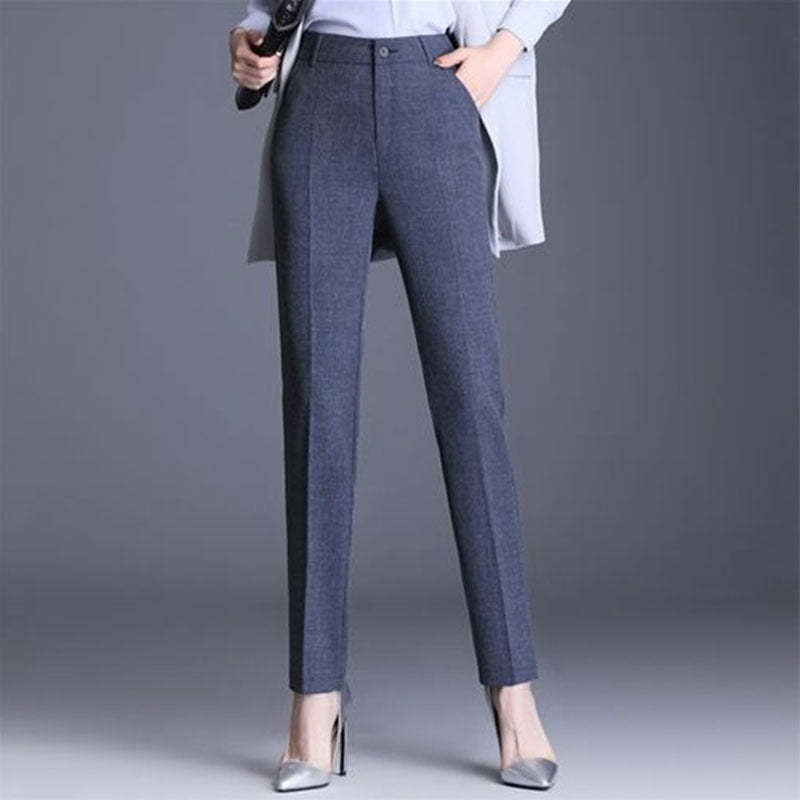 Casual Straight Fit High Waist Female Pants-Legletic