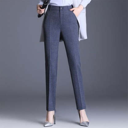 Casual Straight Fit High Waist Female Pants-Legletic