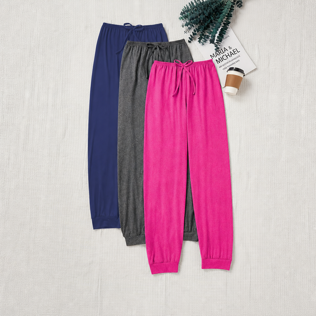 3 Pieces Casual Drawstring Pants For Women