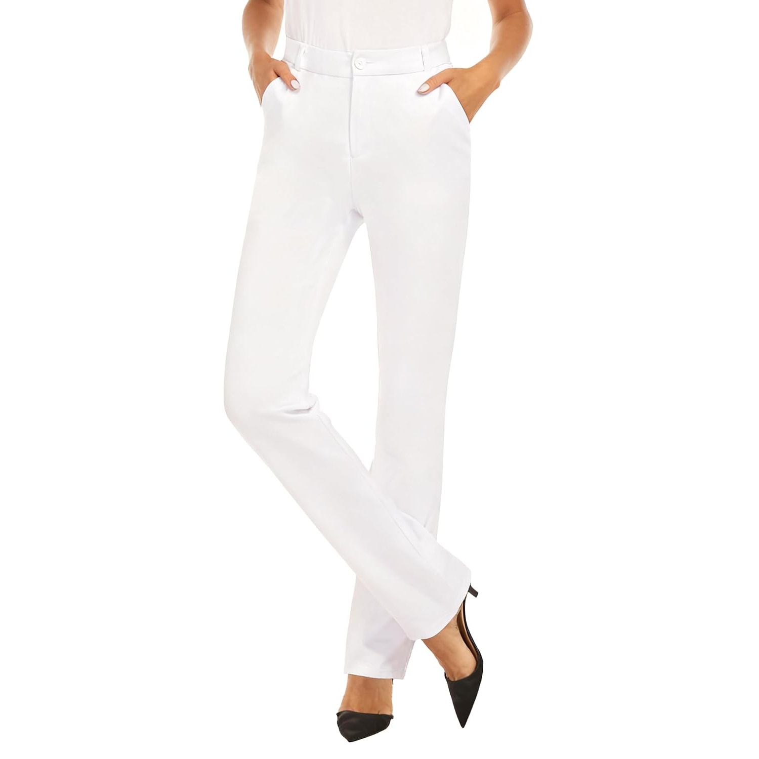 Stretchable Straight Solid Casual Pants