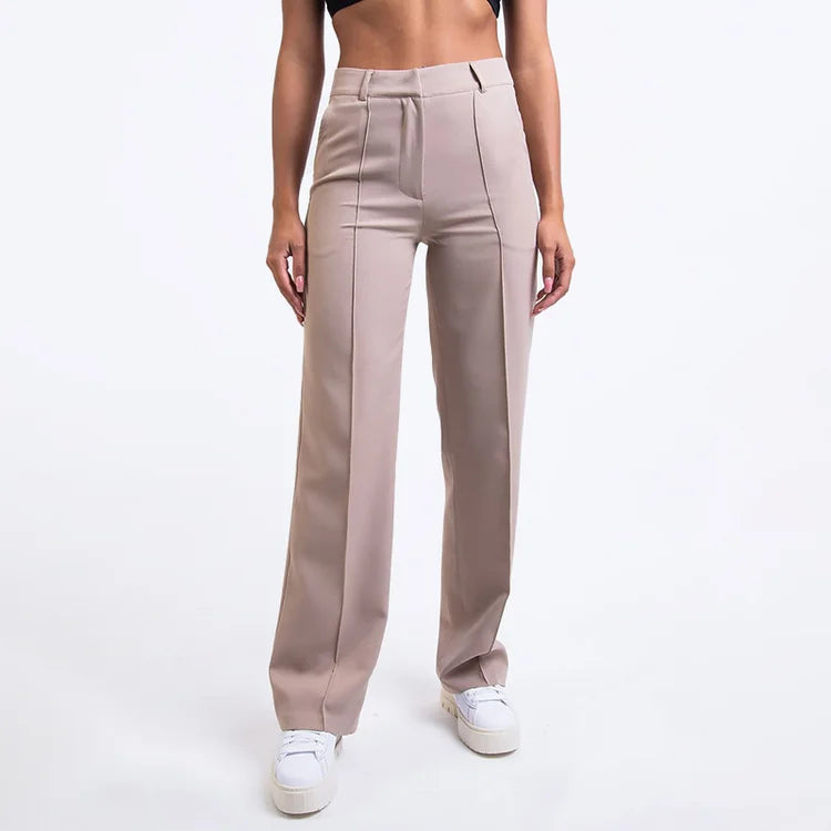 High Waisted Suit Pants With Straw Pleats-Legletic