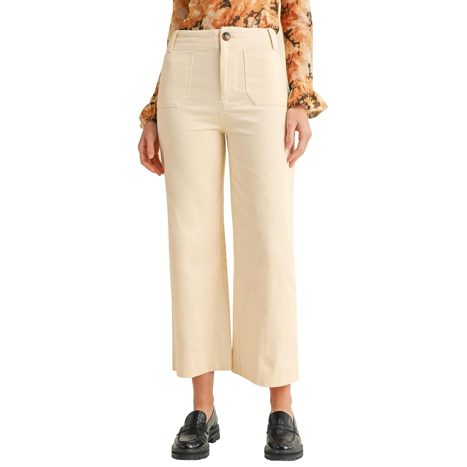 Casual Wide Cropped Stretchy Straight Pants For Women