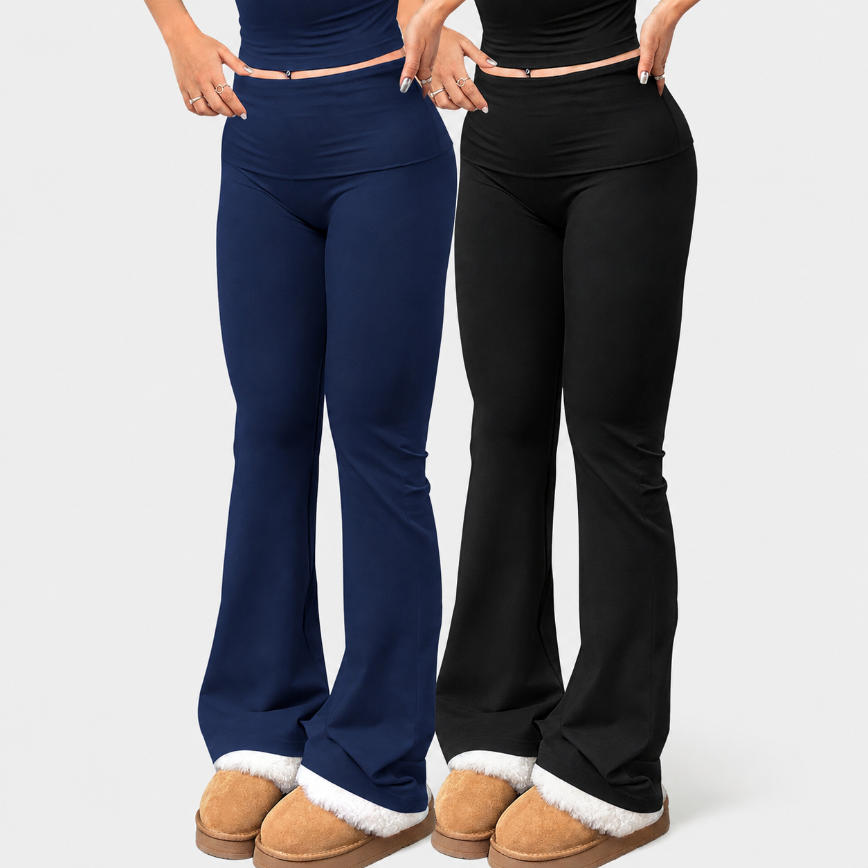 Two Piece High Rise Bootcut Workout Yoga Pants For Women