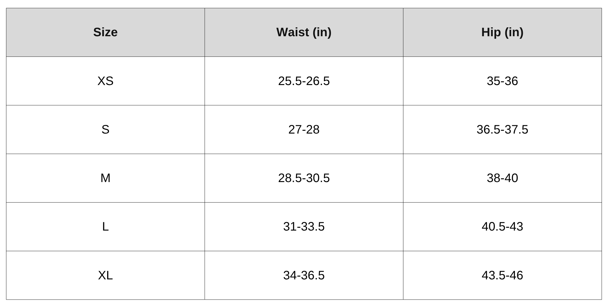 Size Chart