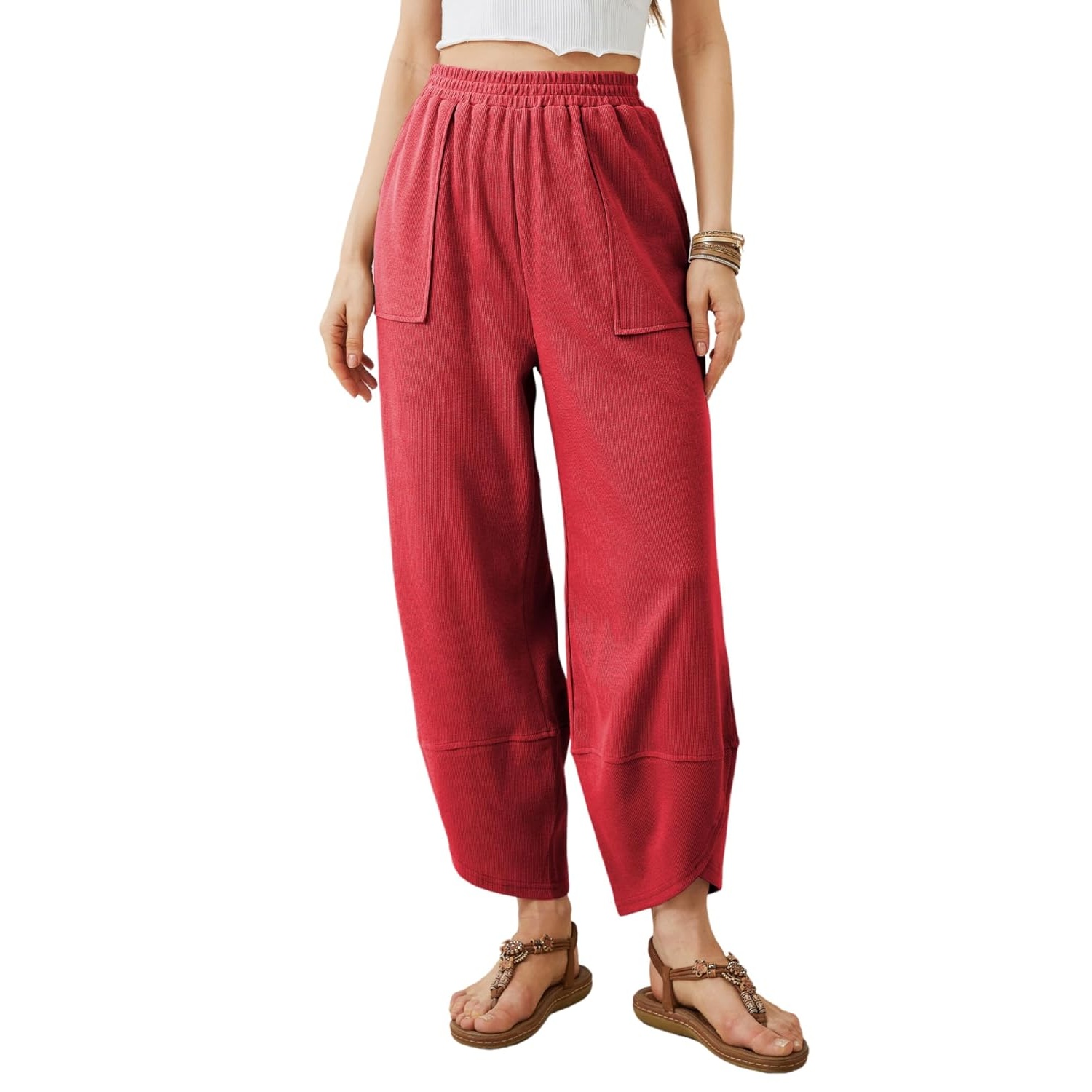 Casual Wide Baggy Palazzo Pants With Pockets For Women