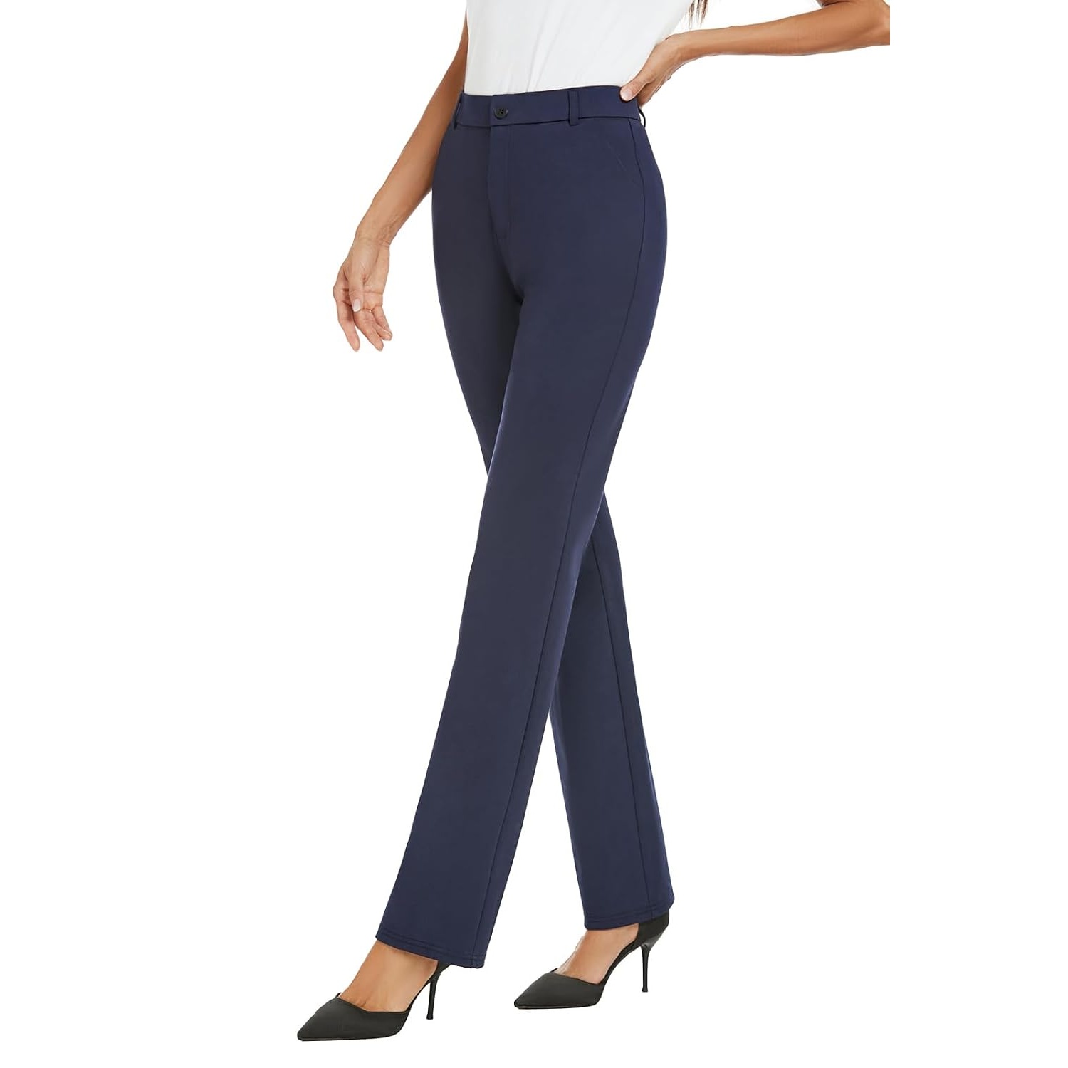 Stretchable Straight Solid Casual Pants