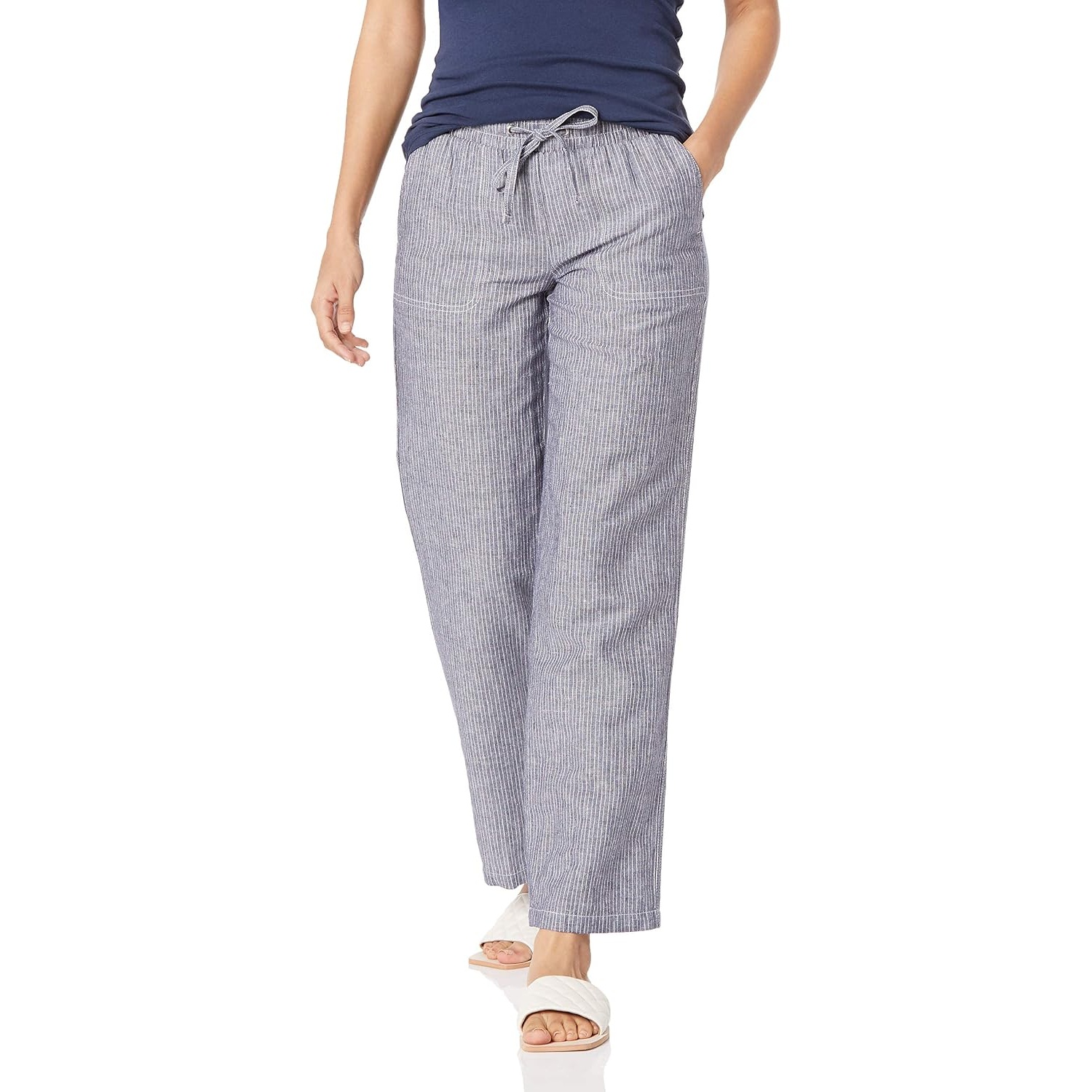 Casual Loose Fit Wide Length Pants With Drawstring For Women