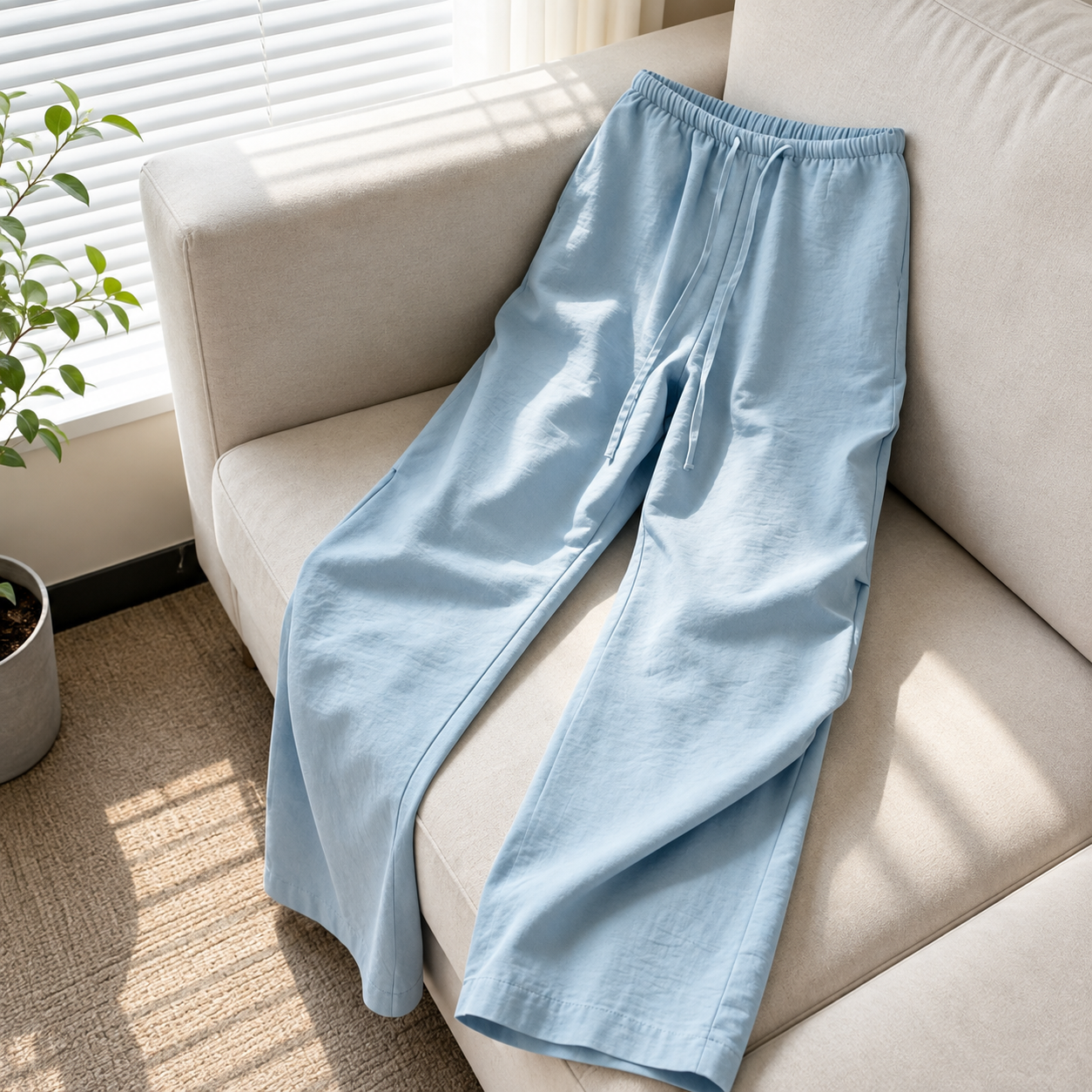 Linen Style High Rise Casual Pants For Everyday Vacation Women