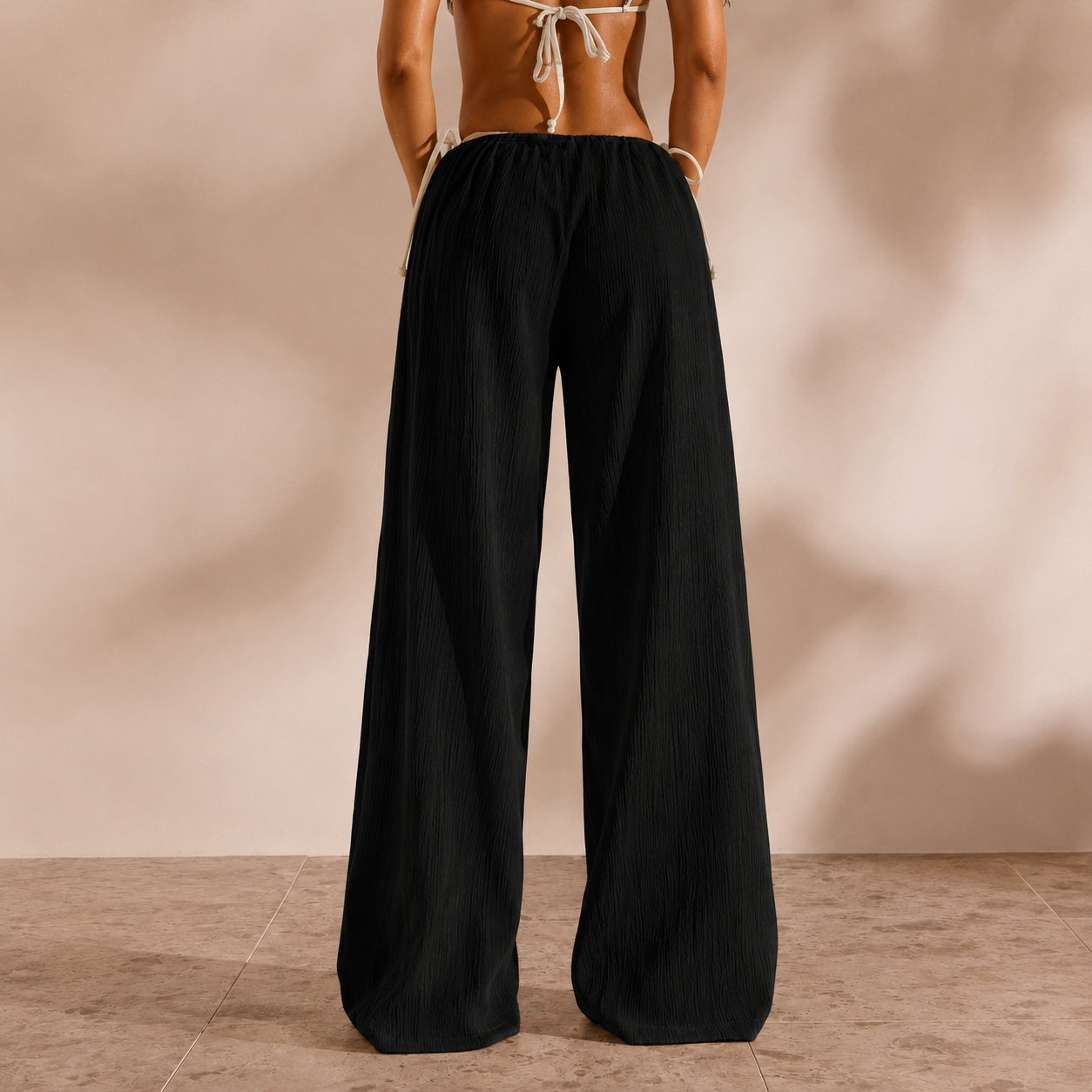 Solid Cover Up Pants With Tie For Women