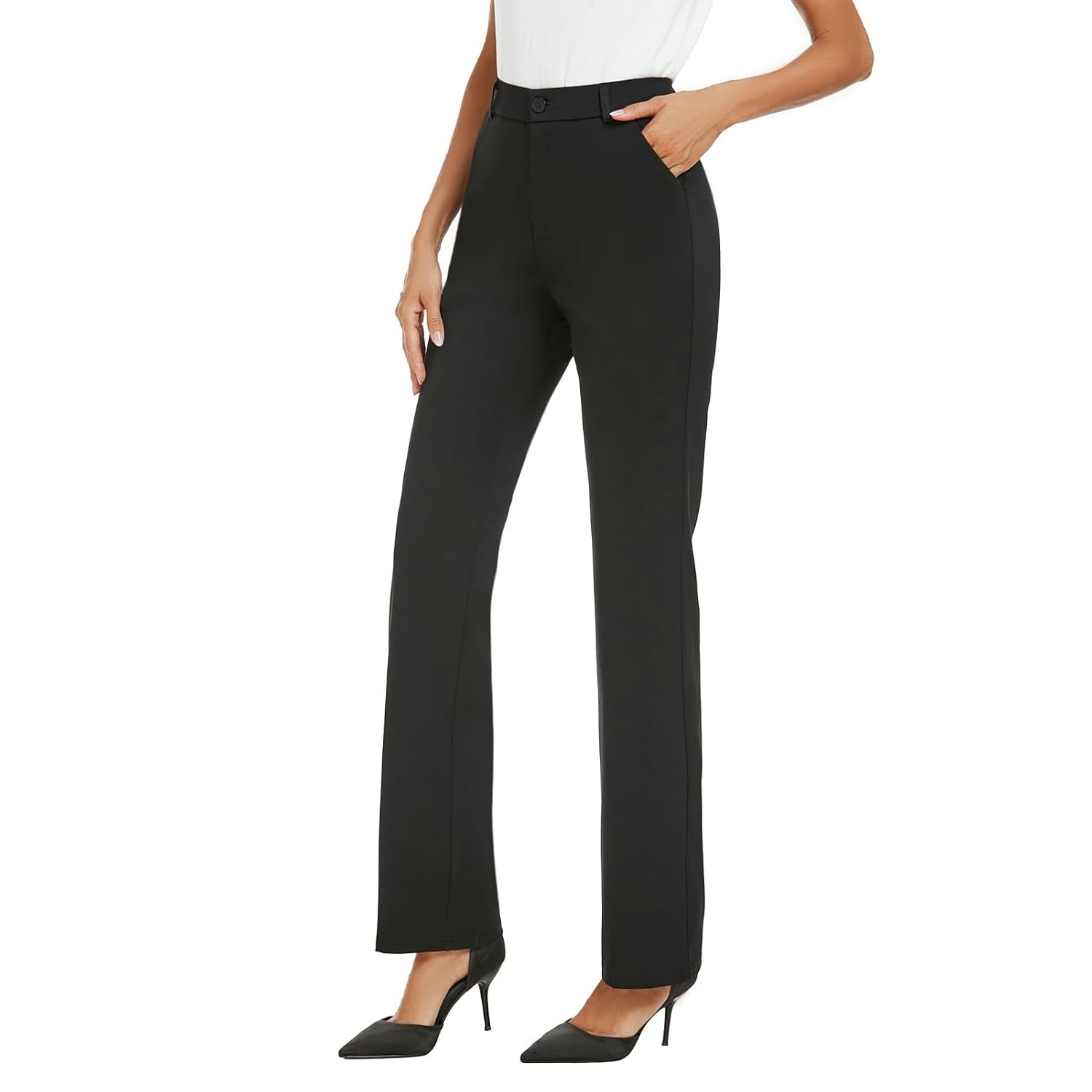Stretchable Straight Solid Casual Pants
