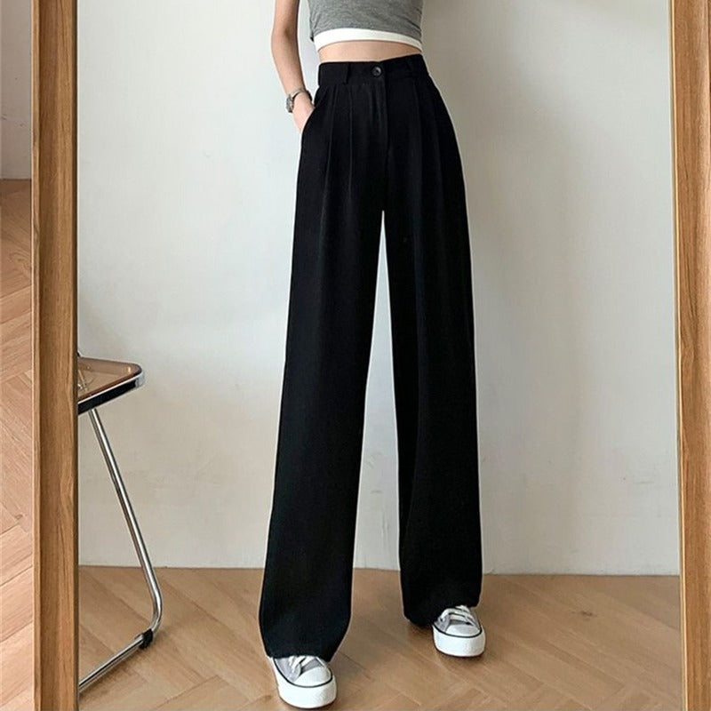 Women's Wide Leg Lose High Waist Casual Trousers-Legletic