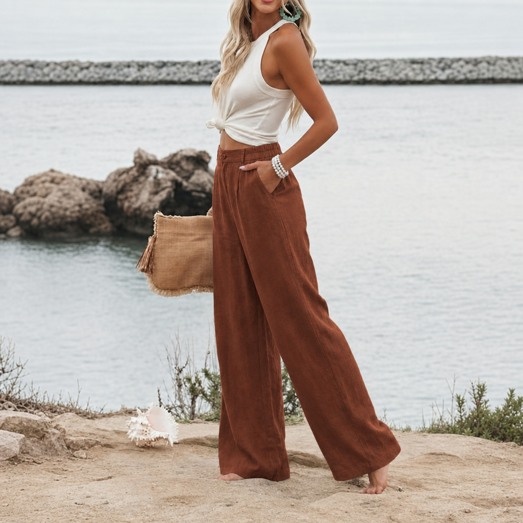 Casual Up Pants With Button For Women