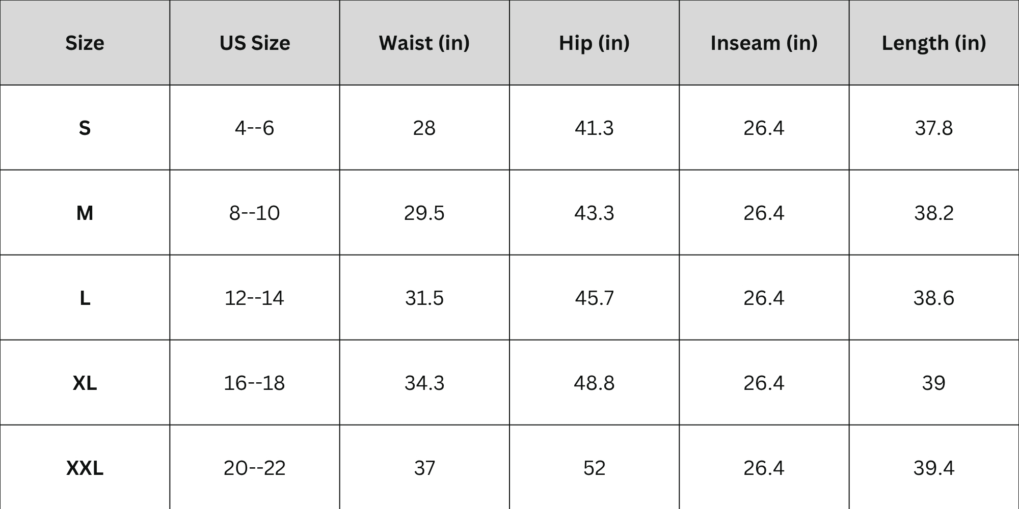 Size Chart