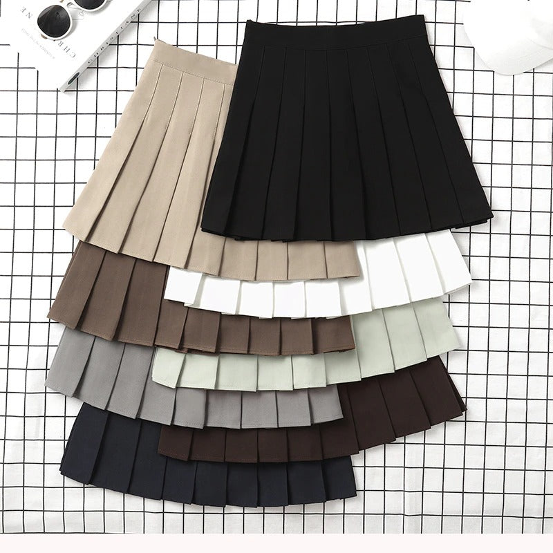High Waist Mini Pleated Skirt-Legletic