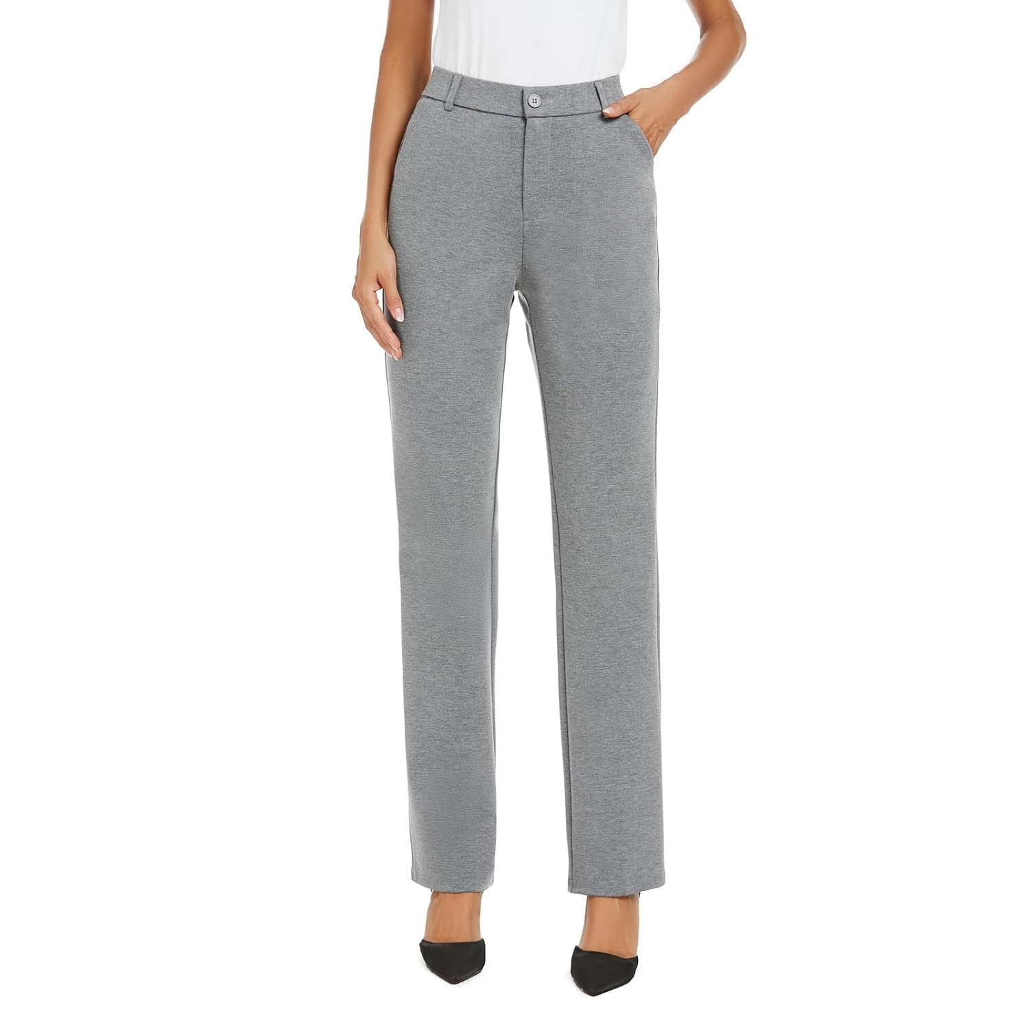 Stretchable Straight Solid Casual Pants