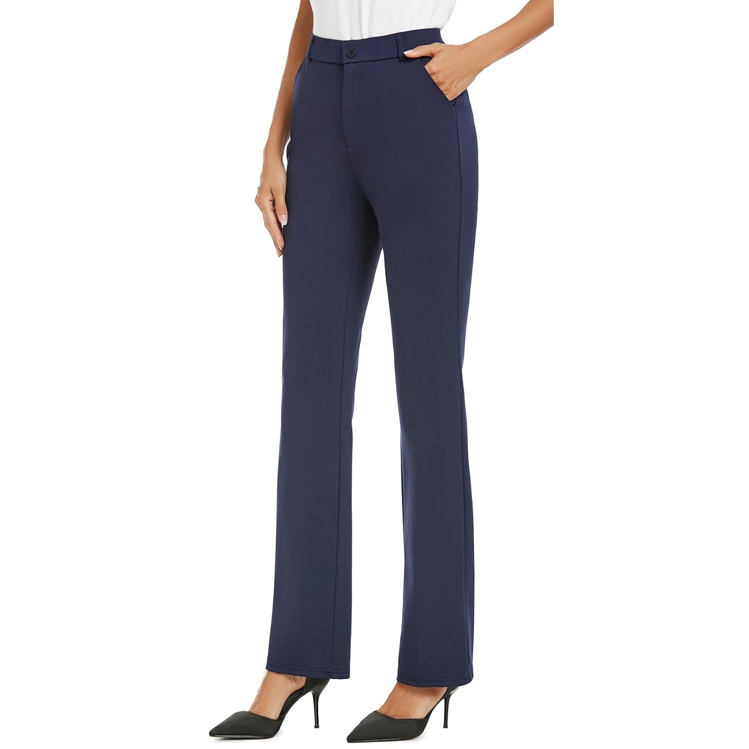 Stretchable Straight Solid Casual Pants
