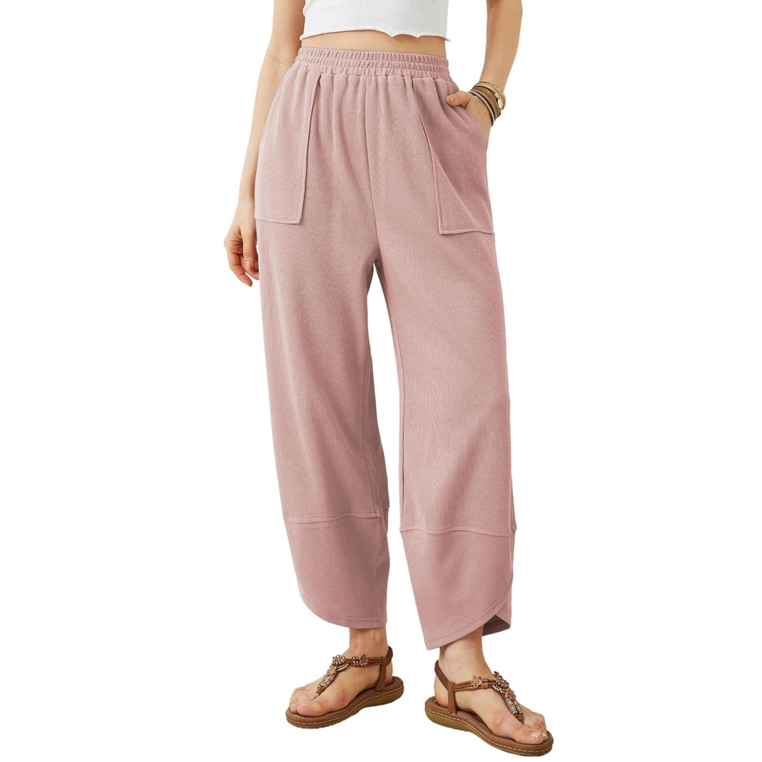 Casual Wide Baggy Palazzo Pants With Pockets For Women
