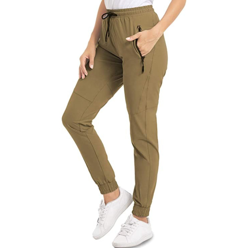 Women's Hiking Pants Lightweight Quick Dry Stretch Elastic Waist Water Resistant Golf Travel Pants with Zip Pockets-Legletic
