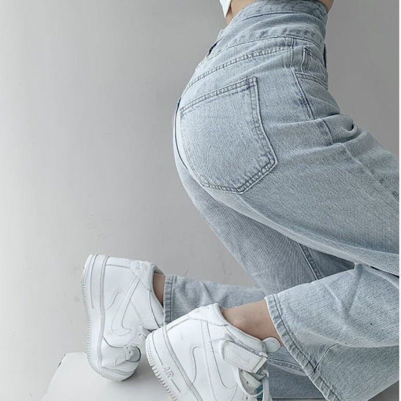 Baggy Women's High Waist Straight Loose Jeans-Legletic