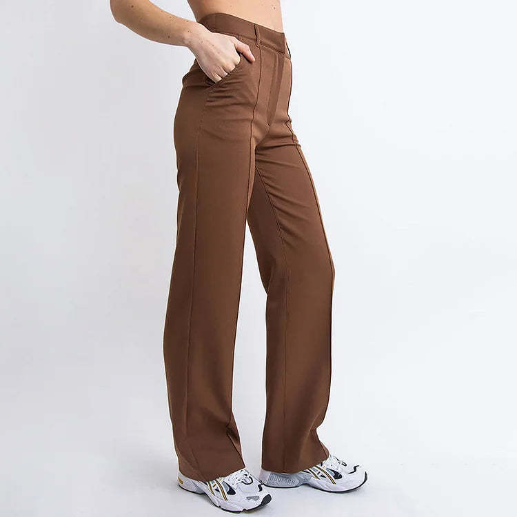 High Waisted Suit Pants With Straw Pleats-Legletic