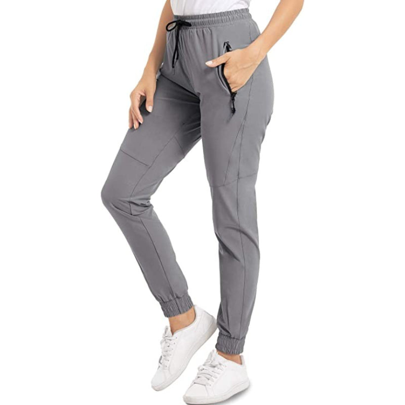 Women's Hiking Pants Lightweight Quick Dry Stretch Elastic Waist Water Resistant Golf Travel Pants with Zip Pockets-Legletic