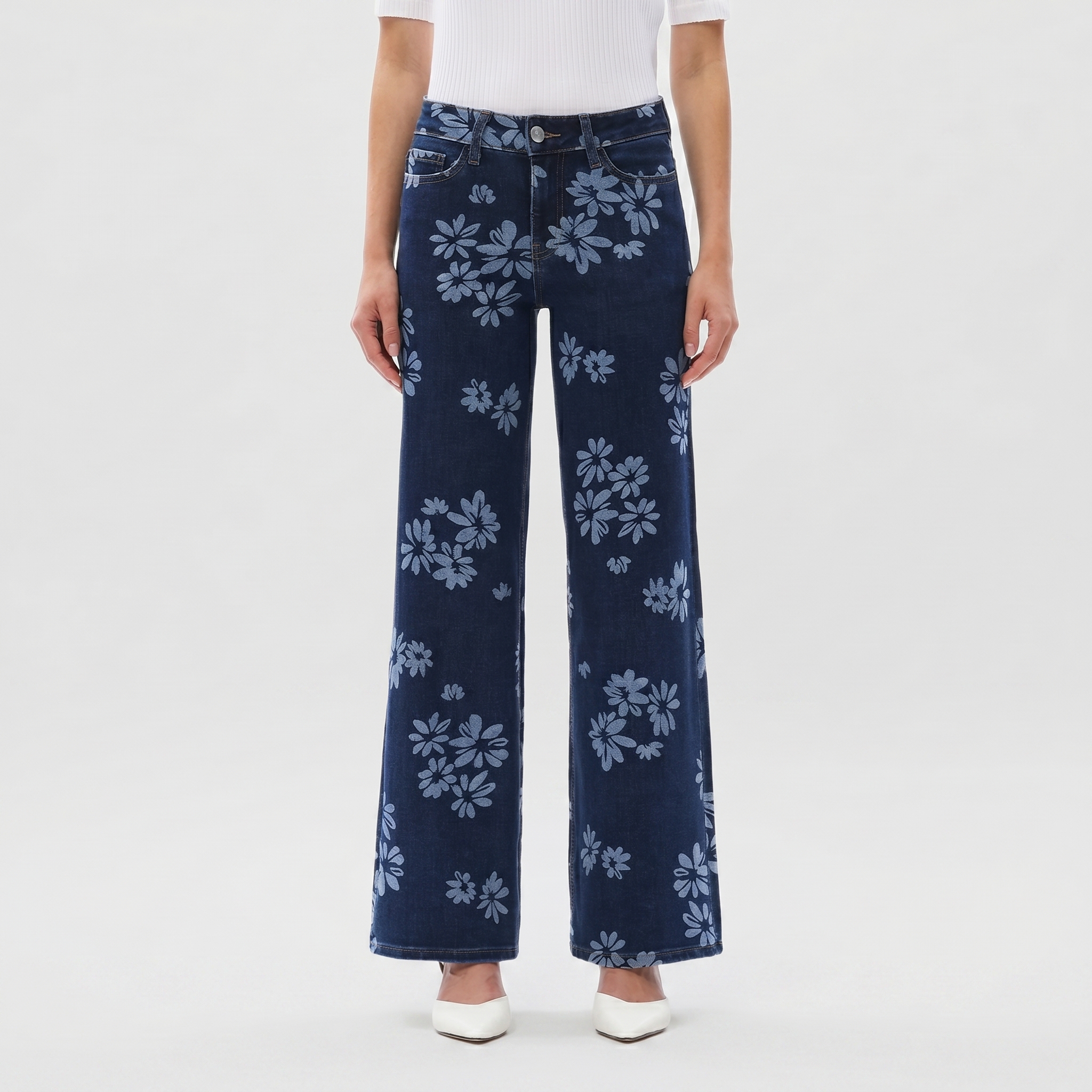 Stretchy Wide Fit Baggy Comfortable Jeans For Women