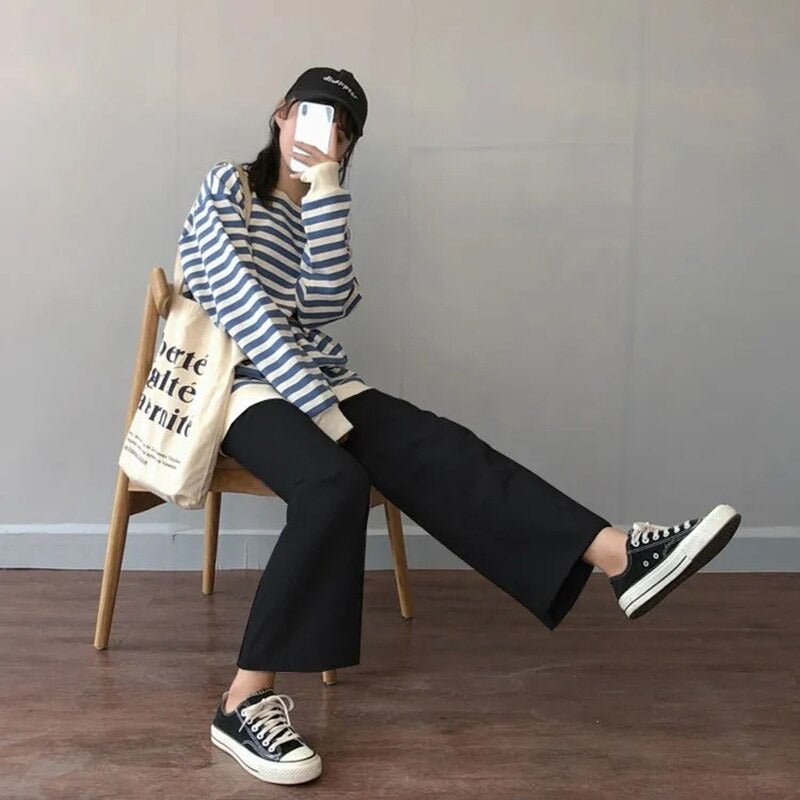 Women's Ankle-Length Loose Wide Leg Casual Pants-Legletic