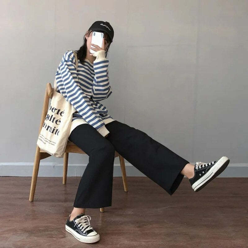 Women's Ankle-Length Loose Wide Leg Casual Pants-Legletic