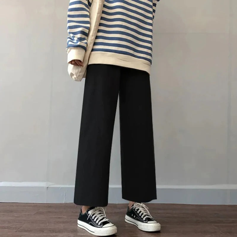 Women's Ankle-Length Loose Wide Leg Casual Pants-Legletic