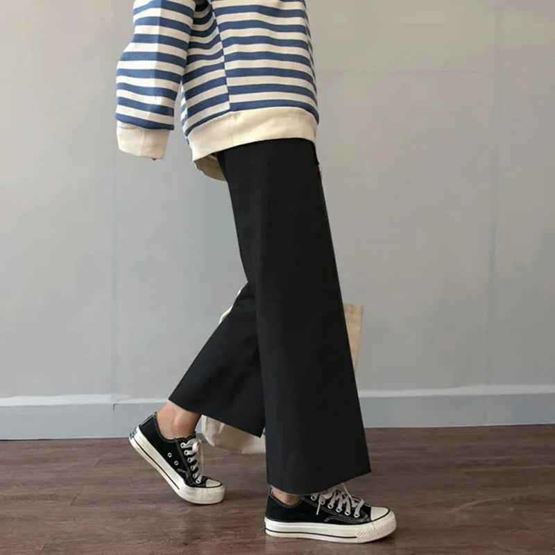 Women's Ankle-Length Loose Wide Leg Casual Pants-Legletic
