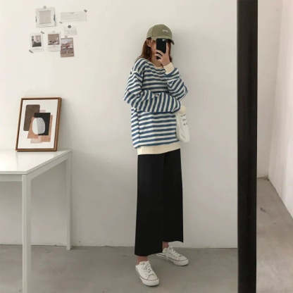 Women's Ankle-Length Loose Wide Leg Casual Pants-Legletic