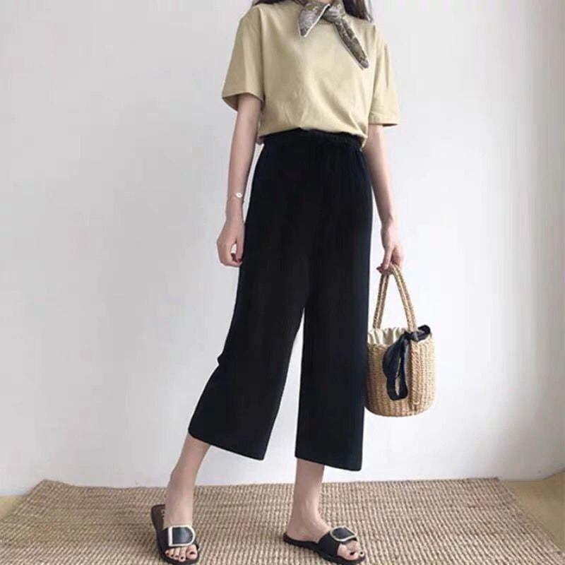 Women's Ankle-Length Loose Wide Leg Casual Pants-Legletic