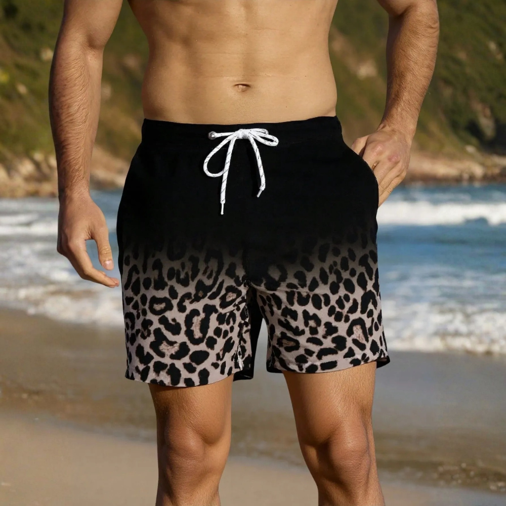 Beach Matching Swimwear Set With Tropical Print For Couples