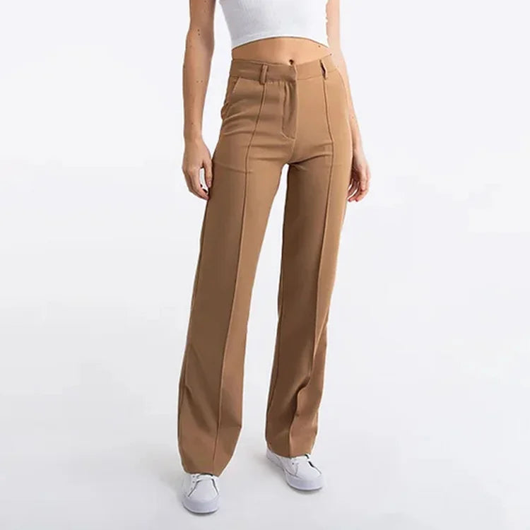 High Waisted Suit Pants With Straw Pleats-Legletic