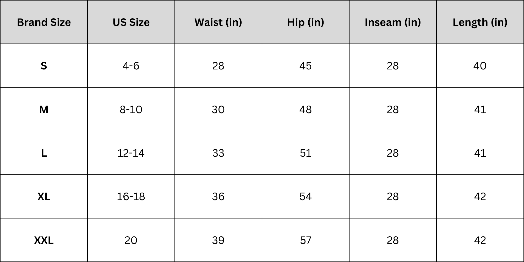 Size Chart