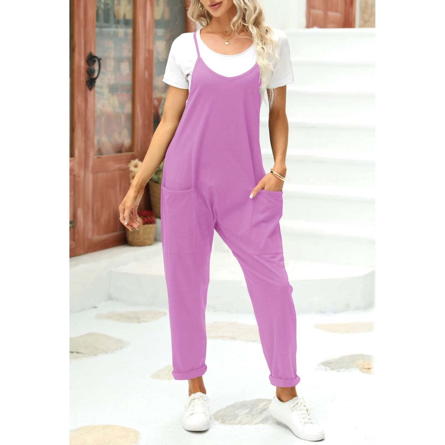 Women's Casual Wide Leg Comfy Jumpsuit-Legletic