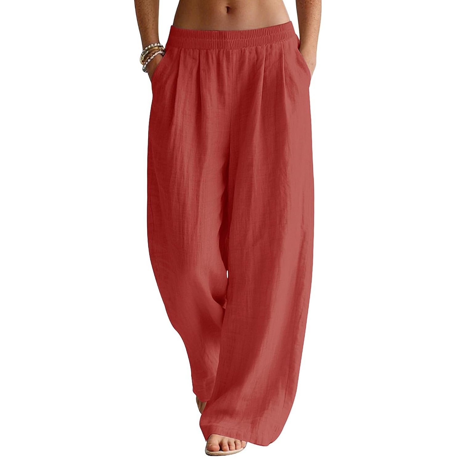 Casual Palazzo Pants With Pockets For Vacation Wear For Women