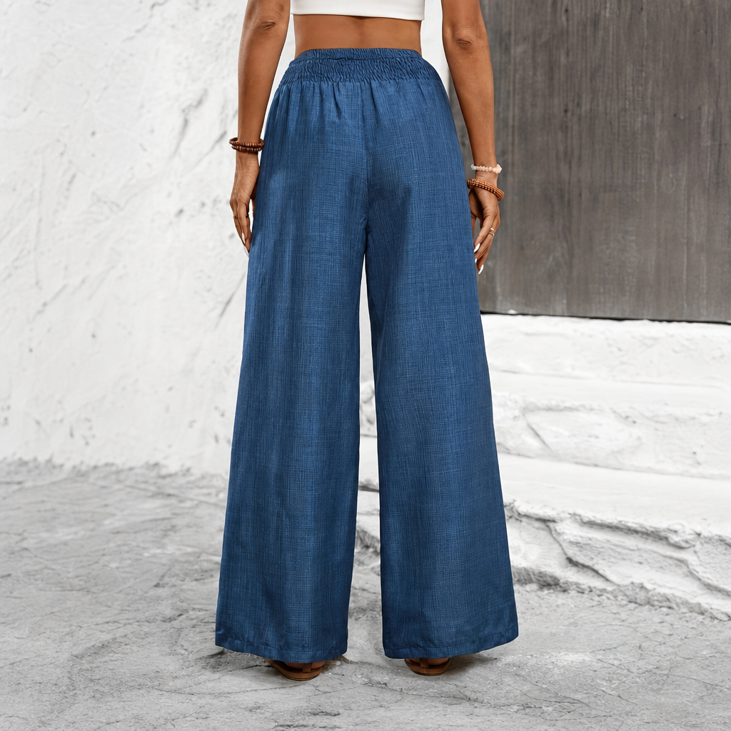 Drawstring Wide Leg Casual Pants For Women