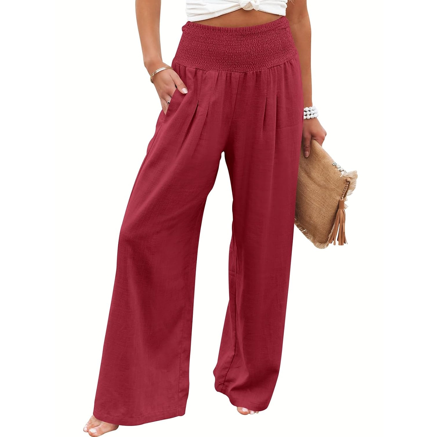 Casual Lounge Wide Loose Boho Linen Fit Pants For Women